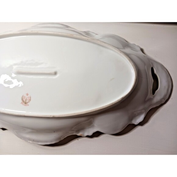 RS Prussia Porcelain Poppies Reflecting Celery Dish Handles Antique Gilded - Picture 4 of 16